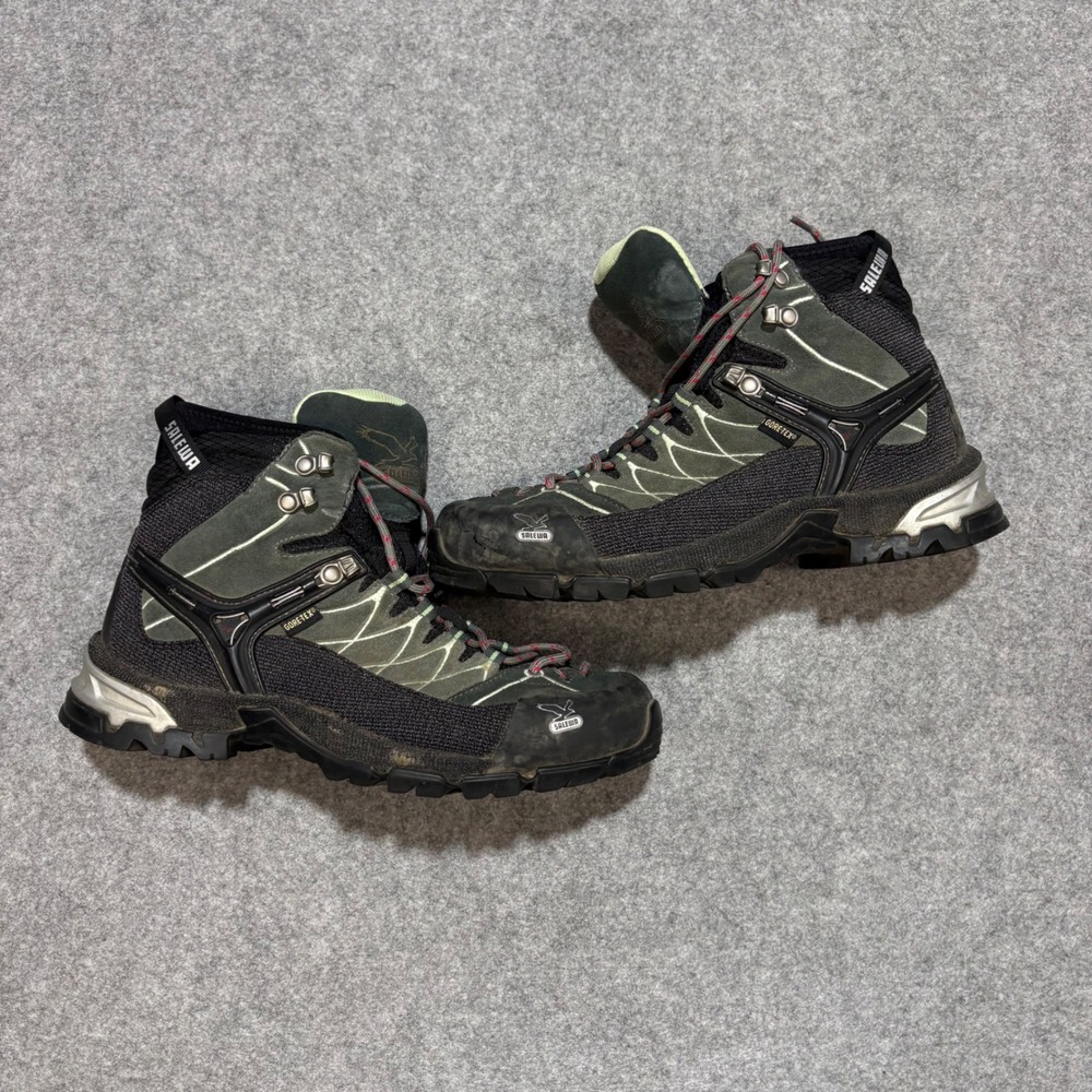 Salewa WS Alp Trainer Mid GTX Hiking Boots Slate Mint Gore-Tex Vibram 63120 US 9